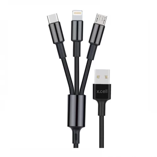 XCELL 3-in-1 CABLE 1.5M usb-A TO USB-C+ LIGHTING + MICRO USB